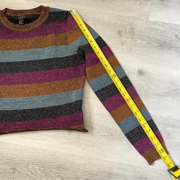 Forever 21 Sparkly Bold Striped Cropped Sweater with Metallic Accents - Picture 9 of 10
